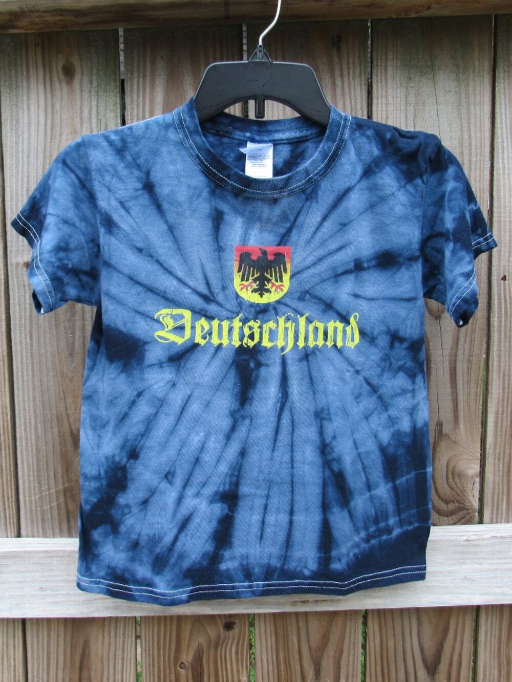 Colortone Germany Deutschland Tie Dye Blue Youth Sm Shirt w/Federal Coat of Arms